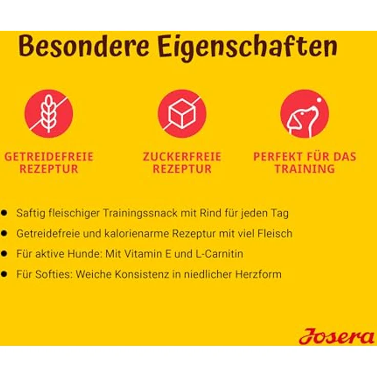 JOSERA Meat Hearts Beef, Trainingssnack mit 70% Rindfleisch, 8x70g, zuckerfrei und kalorienarm, mit Vitamin E & L-Carnitin – Bild 5