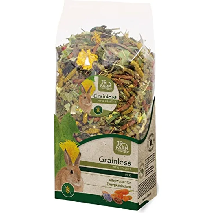 JR FARM Grainless Health Mix für Zwergkaninchen, 1,2 kg - Getreidefreies Kleintierfutter mit hohem Rohfaseranteil, reich an Gemüse und Heilkräutern