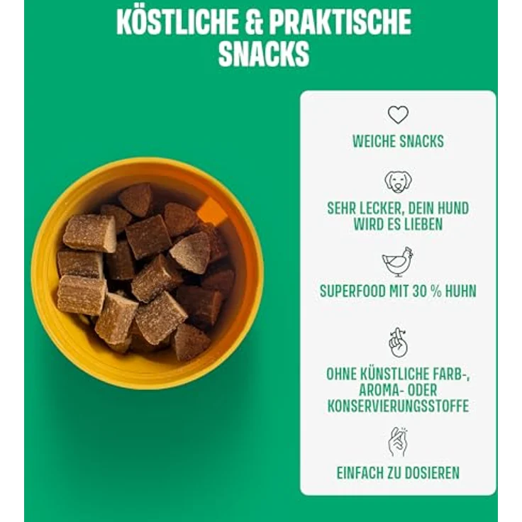 ivvi Ulmus Hundesnacks, Weiche Ulmenrinde Snacks mit Kürbis & Leinsamen, 30% Huhn für sensible Hunde, 270g, 60 Stück – Bild 4