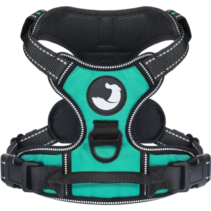 Joytale Hundegeschirr XL, reflektierendes, luftdurchlässiges Anti-Zug Brustgeschirr mit verstellbarem Griff, Türkis