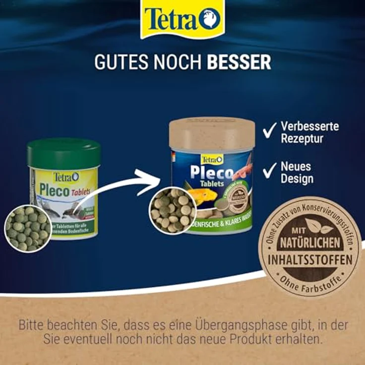 Tetra Pleco Tablets, Futtertabletten für pflanzenfressende Bodenfische, 120 Tabletten (36 g), nährstoffreich mit Spirulina und Omega-3 – Bild 2