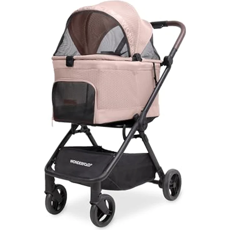 Wonderfold Bella Hunde-Transportbox, Buggy mit AutoFold-Funktion, leichtem Aluminiumrahmen und atmungsaktiver Mesh-Haube, bis 13 kg Traglast – Bild 2