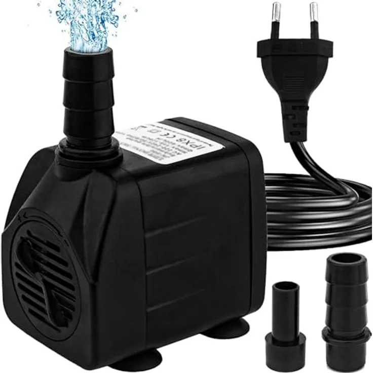 COKDEZ Mini Wasserpumpe, 600L/H, 10W, ultra leise mit 1,5 m Netzkabel, 2 Düsen, für Aquarien, Teich, Brunnen, Hydrokultur