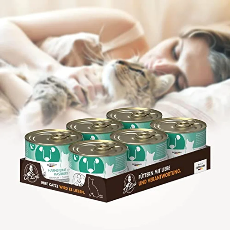 Dr. Link Spezial-Diät Katzenfutter, Huhn & Weißfisch für kastrierte Katzen, Unterstützung der Harnwege, pH-Wert-Regulierung, Omega-3-Fettsäuren, glutenfrei - 6X 200g Dose – Bild 3