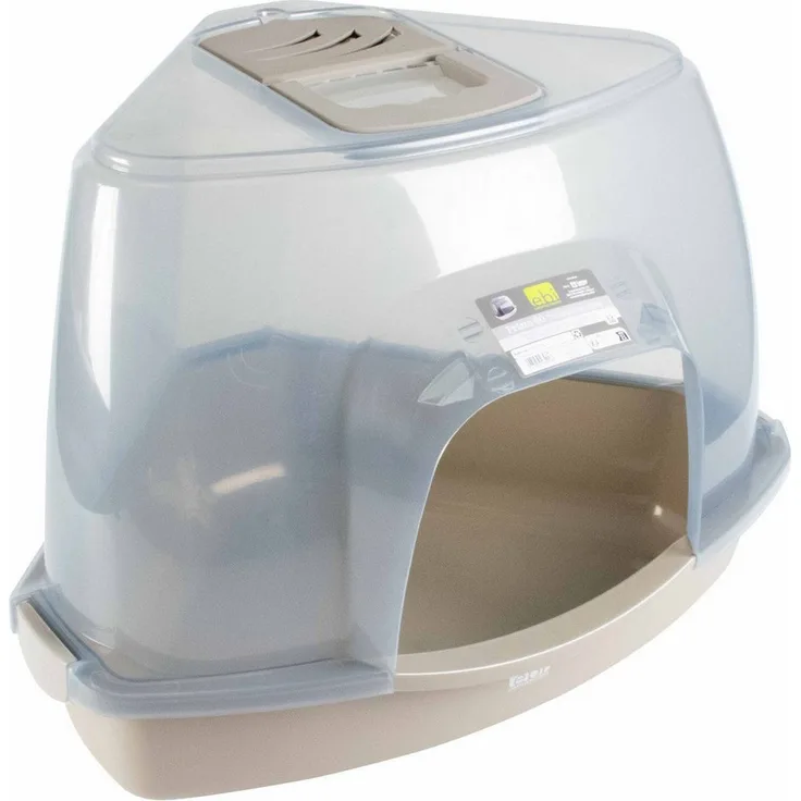 Europet-Bernina Katzentoilette Prism, transparente/graue Katzentoilette, Größe M, 38 x 56 x 40 cm