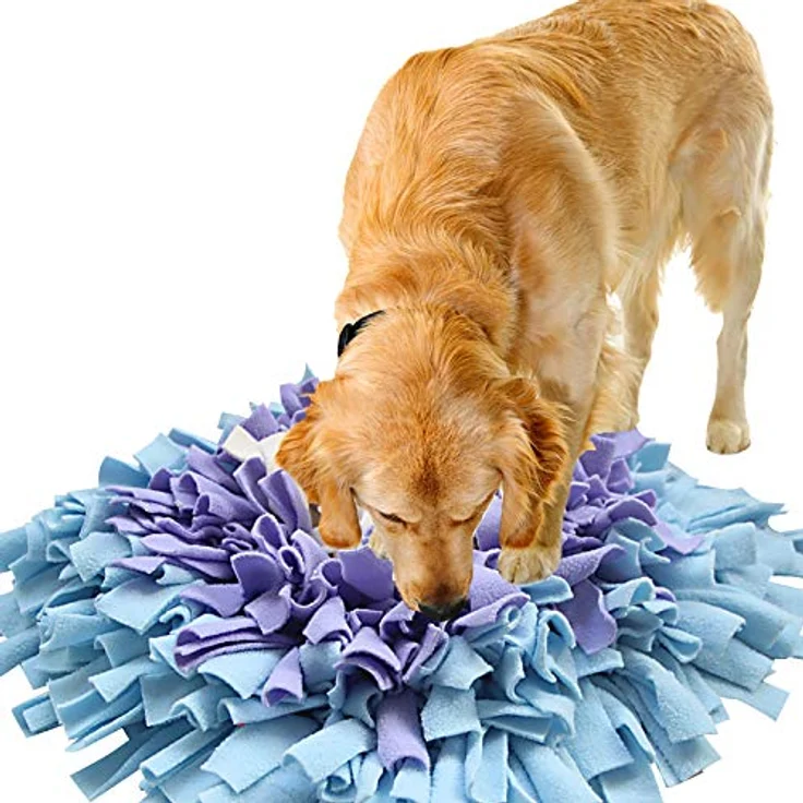 IEUUMLER Schnüffelteppich Hund IE075, Riechen Trainieren Schnüffeldecke/Futtermatte 45x45cm, Blau & Lila – Bild 1