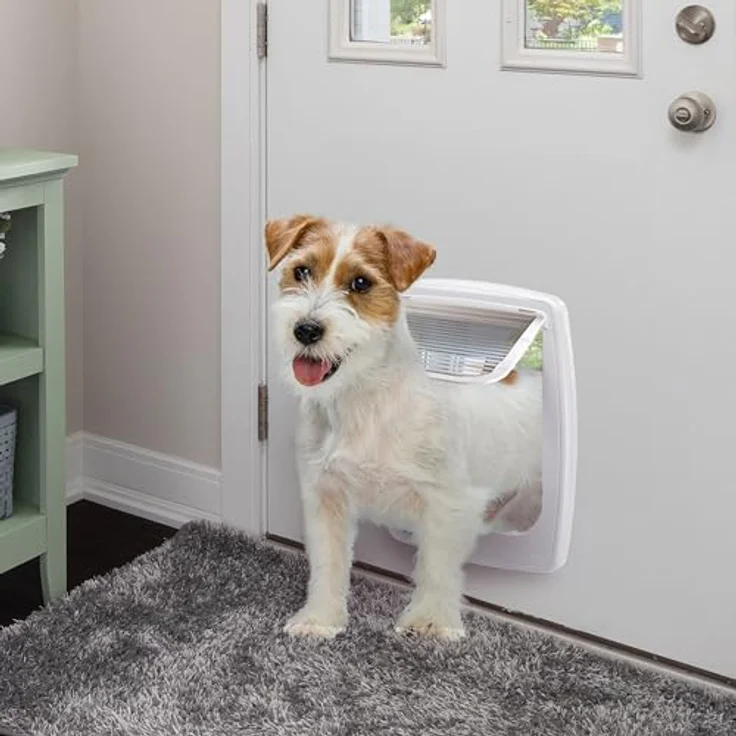 Ferplast SWING 11 Hundeklappe, mittelgroße Hunde und Katzen, 4-Wege steuerbare Haustiertür mit Zugluftschutz, Weiß – Bild 4