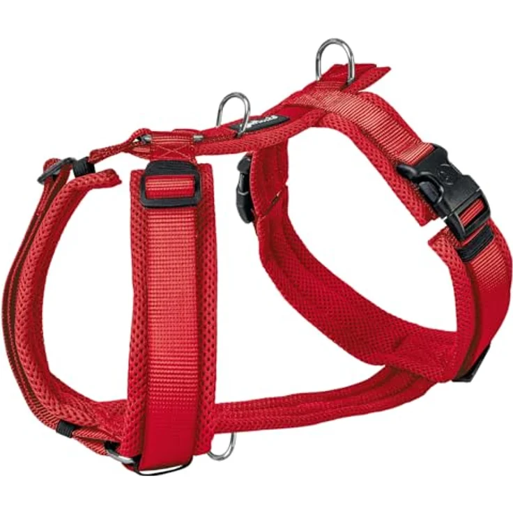 Petlando Hundegeschirr Y-Comfort, gepolstert, leicht & atmungsaktiv, stufenlos verstellbar, ergonomisch, für mittelgroße Hunde, Rot, M – Bild 1