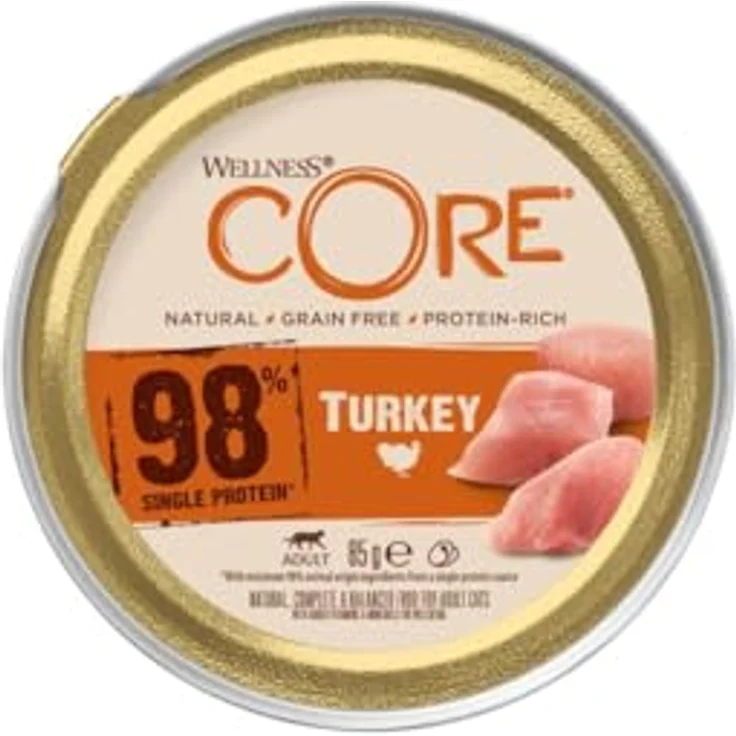 Wellness CORE 98% Truthahn, Nassfutter für Katzen, 12 x 85g, getreidefrei und hypoallergen – Bild 2