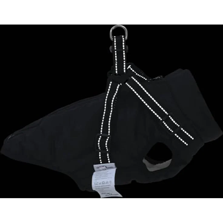 vidaXL Hundemantel L32, Schwarz, winddicht und wasserabweisend, Fleece und Polyester mit reflektierenden Streifen – Bild 5