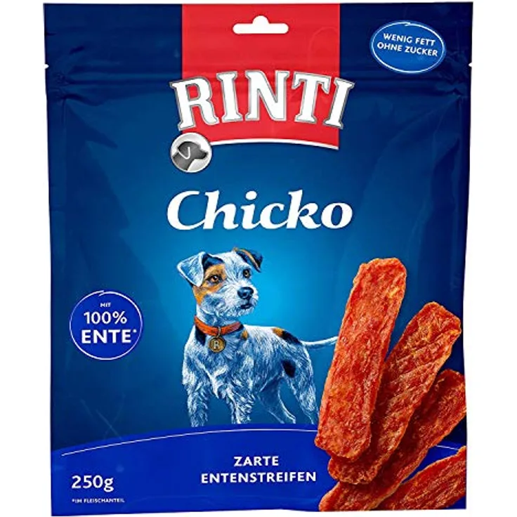 Rinti Hundesnacks Extra Chicko Ente, 100% Entenfilet, 250 g, 3er Pack (3 x 250 g), fettarm, ohne Fleischmehle, luftgetrocknet