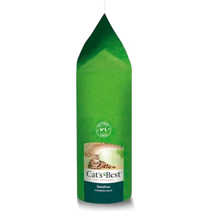 Cat's Best Sensitive, 100 % pflanzliche Katzenstreu, antibakteriell und fest klumpend aus Aktiv-Holzfasern, 7,2 kg/20 l für empfindliche Katzen