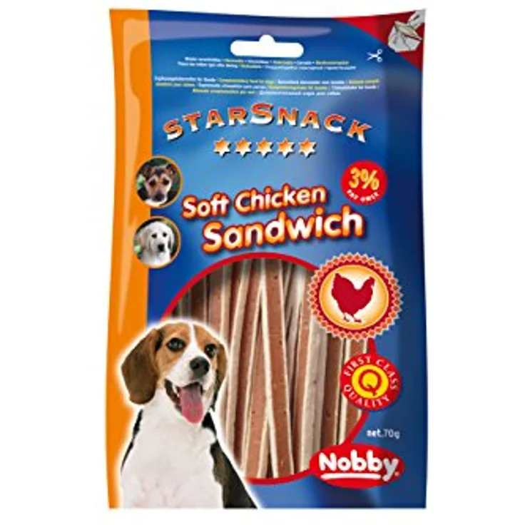 Nobby STARSNACK Soft Chicken Sandwich, Hundesnack aus natürlichen Rohstoffen, 375 g im Frischebeutel