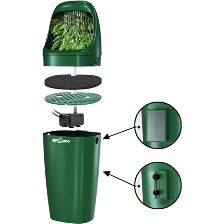 ReptiZoo Terrarium Reptilien Trinkbrunnen (Wasserfall) und Luftbefeuchter DF09A, 800ml mit doppeltem Filtersystem und einstellbarem Wasserdurchfluss – Bild 4