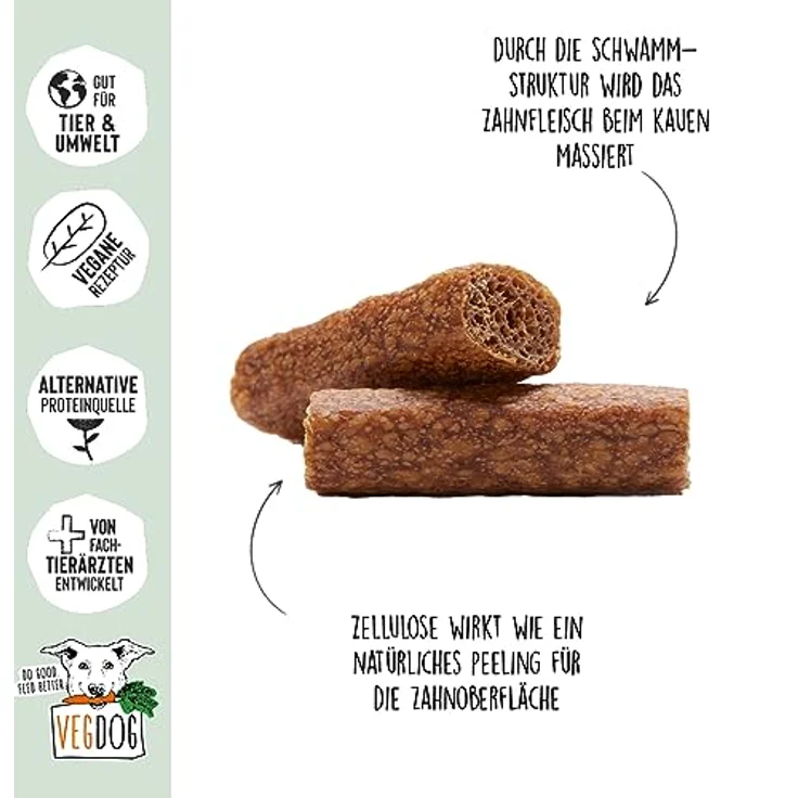 VEGDOG Dentals hypoallergene Kausticks für Hunde, 7 x 120 g, fettarmer Kauspaß zur Zahnpflege mit Kartoffel und Tapioka – Bild 2