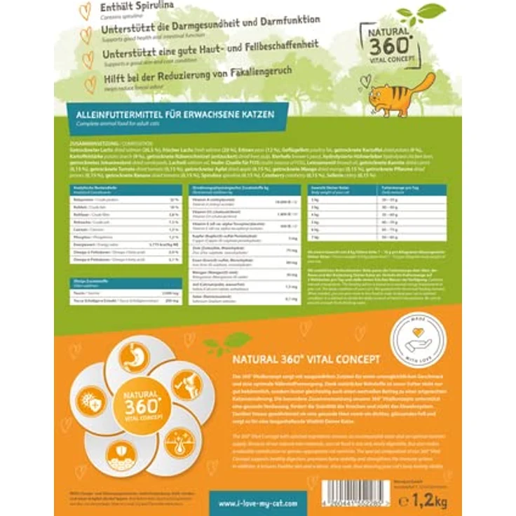 I Love My Cat Hochwertiges getreidefreies Trockenfutter mit frischem Lachs und hohem Omega-3-Gehalt für Katzen - 1,2 kg - Ideal für eine gesunde Ernährung – Bild 4