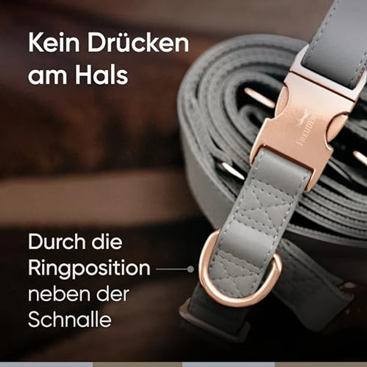 FREUDENTIER Hundehalsband aus veganem Leder, verstellbar und robust, für mittelgroße & große Hunde, inklusive Geschenkbeutel – Bild 3