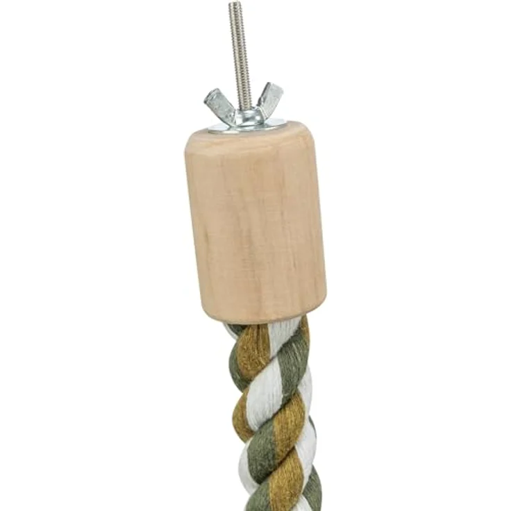 Trixie Rope Perch 37cm/ø16mm, flexibles Vogelspielzeug mit Schraubbefestigung und Baumwolle – Bild 2