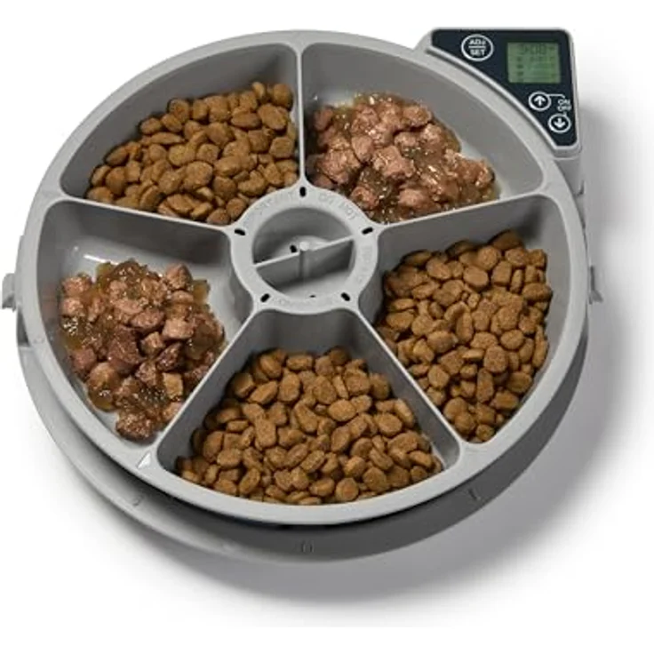 Cat Mate C500, 5-Mahlzeiten Futterautomat mit Digitaltimer, Kühlakkus und tiergeschütztem Design, Grau – Bild 3