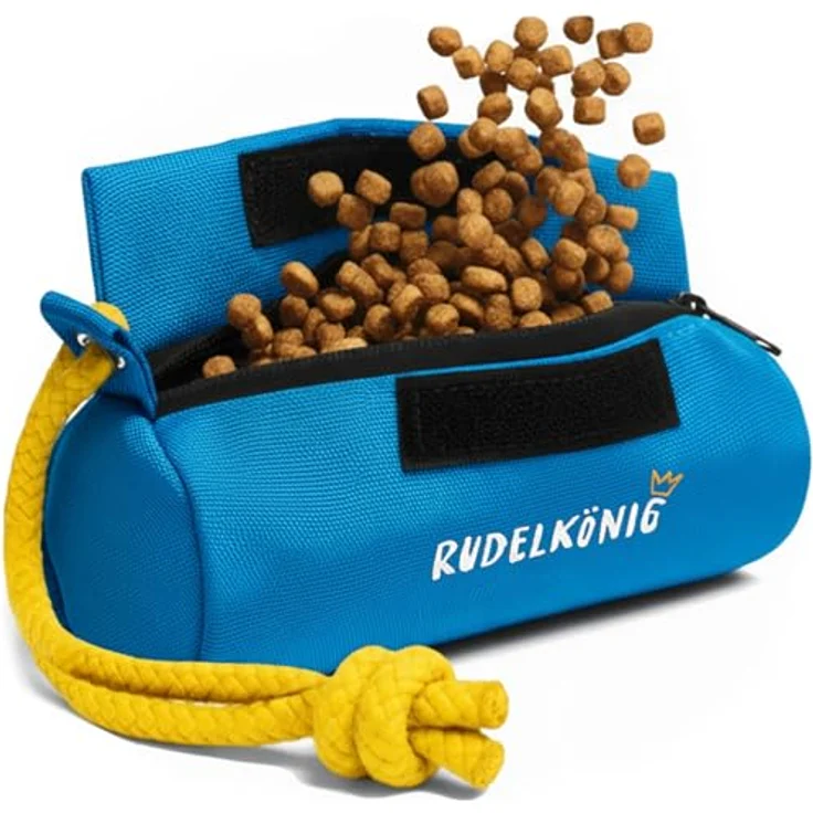 Rudelkönig Futterbeutel für Hunde - Robuster Apportierdummy für Leckerlies, ideal für Hundetraining, mit Klett- und Reißverschluss, passend für Nass- und Trockenfutter – Bild 1