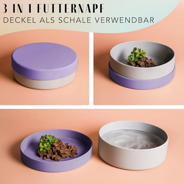 ne&no® Silikon Hundenapf 1200 ml mit Deckel, rutschfest und luftdicht für kleine und mittelgroße Hunde, ideal für den Kühlschrank – Bild 2