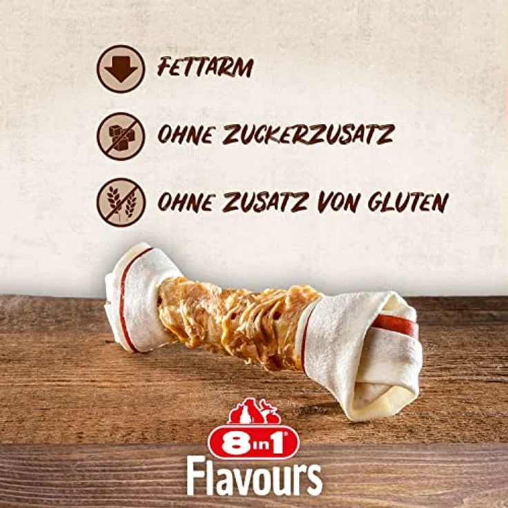 8in1 Triple Flavour Kauknochen L, Hundesnack für große Hunde, 3 x 85 g, hochproteinreich und zäh für anhaltenden Kauspaß – Bild 5