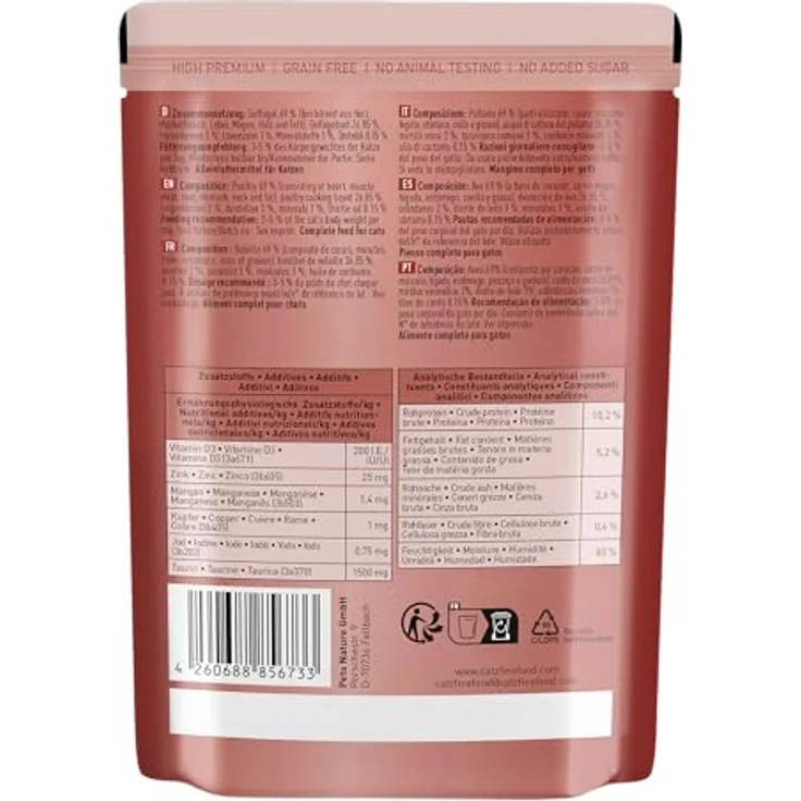 catz finefood N° 3 Geflügel Feinkost Katzenfutter nass, Premium Nassfutter für Katzen ohne Getreide und Zucker, 69% Fleischanteil, 6 x 300g Beutel – Bild 2