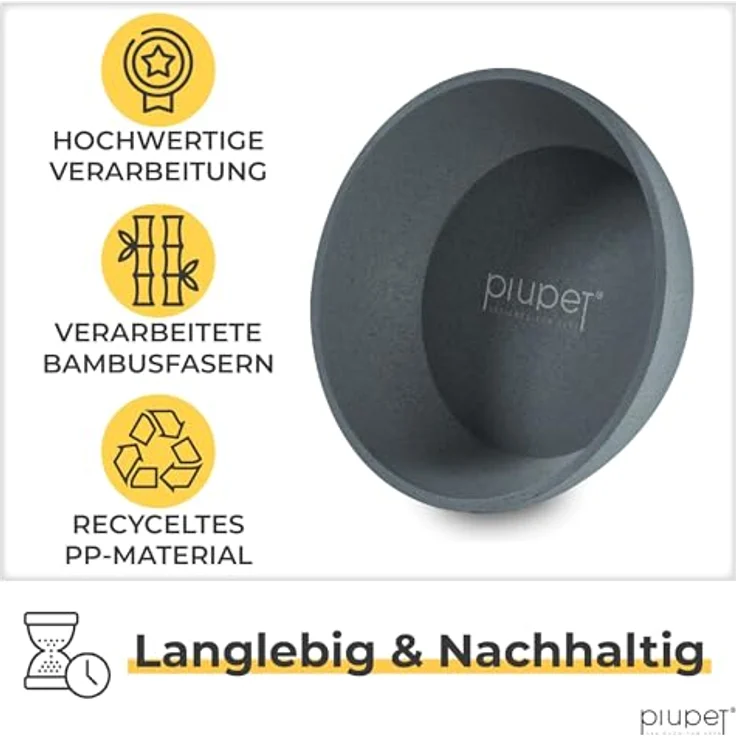 PiuPet® Futternapf 2 x 1,6L, grau, spülmaschinenfest, 21,5cm Durchmesser, rutschfest, für große Hunde – Bild 5