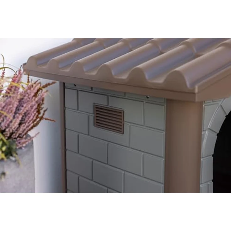 Kerbl Pet Hundehütte Levin Eco, graugrün/braun, wetterfest mit UV-Schutz, aus 100% recyceltem Kunststoff, 99x70x75 cm – Bild 4