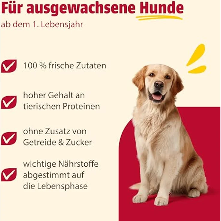 animonda GranCarno Adult mit Geflügelherzen, Hunde Nassfutter ohne Getreide, 100% frische Zutaten, 6 x 400 g – Bild 5
