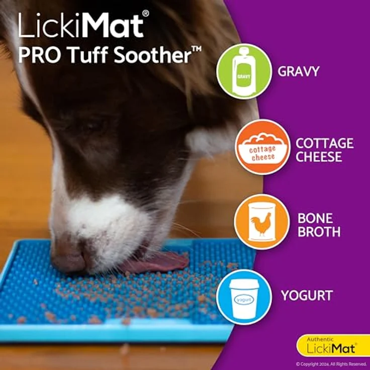 LICKIMAT Tuff Leckmatte für Katzen und Hunde, bissfest und rutschfest, spülmaschinenfest, ideal für langsames Essen und Stressbewältigung, grau – Bild 3