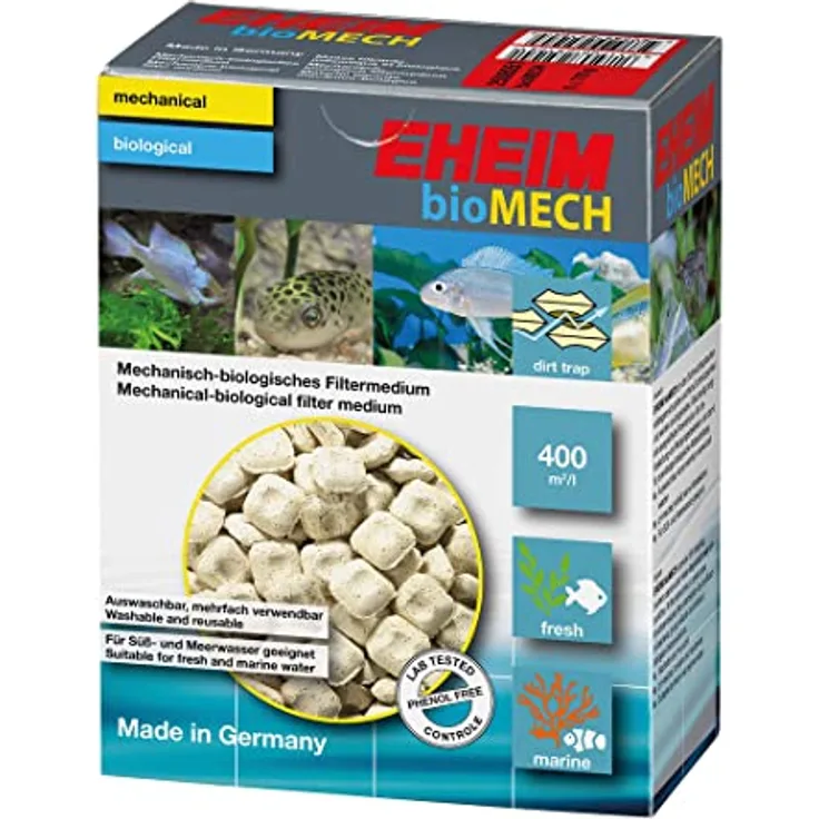 EHEIM BioMech Filtermedium für Aquarienfilter, 710 g, mechanisch-biologische Wasseraufbereitung für Süß- und Meerwasser, pH-neutral