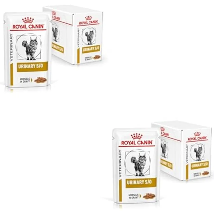 Royal Canin Veterinary Urinary S/O, Häppchen in Soße, Diät-Alleinfuttermittel zur Auflösung von Struvitsteinen, Doppelpack 2 x 12 x 85 g, niedriger RSS-Wert
