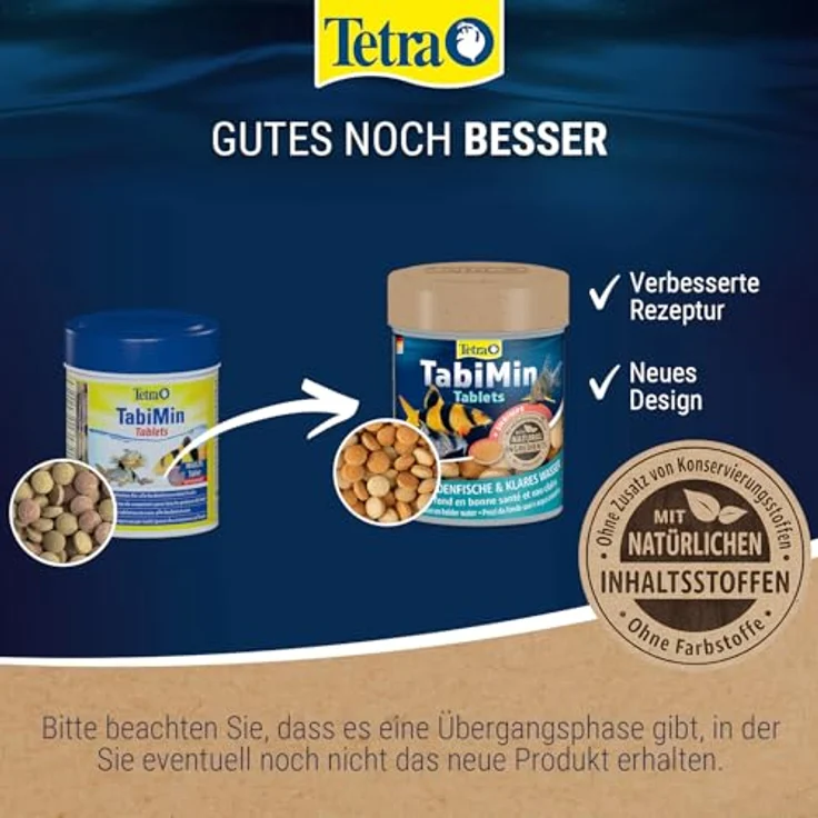 Tetra Tablets TabiMin, Futtertabletten für bodenfressende Fische, Multipack 3 x 275 Tabletten (255 g), langsame Auflösung, ohne Farbstoffe, mit Shrimps – Bild 3