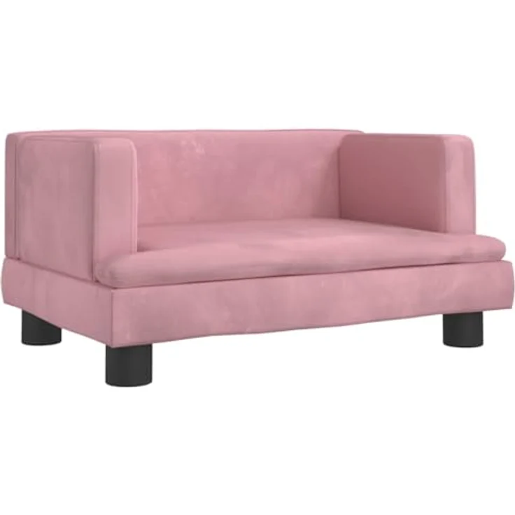 vidaXL Hundematratze Rosa, Samt Hunde-Sofa mit massivem Kiefernholzrahmen und Schaumstofffüllung – Bild 1