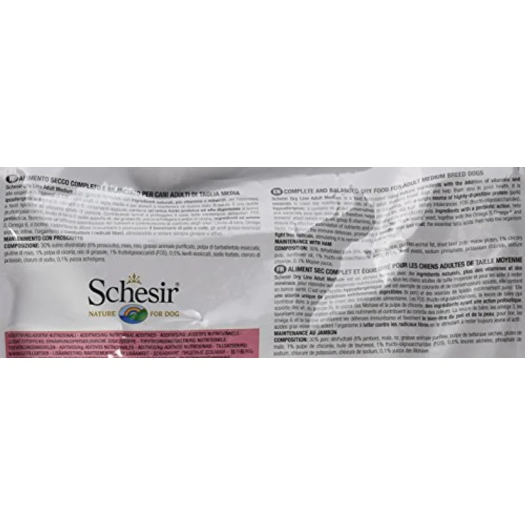 Schesir Adult Medium 3kg Hundefutter mit Schinken, leicht verdauliche Formel, ohne Farb- und Konservierungsstoffe, mit Biotin und Bierhefe zur Fellpflege, cruelty free – Bild 5
