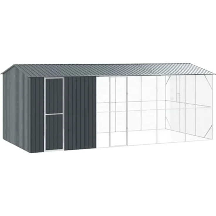 vidaXL Vogelkäfig Anthrazit, moderne Vogelvoliere aus verzinktem Stahl, wetterfest, 645 x 310 x 247 cm, geräumig für Garten und Terrasse – Bild 1