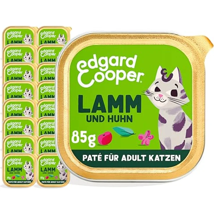 Edgard Cooper Nassfutter für Katzen, Lamm und Huhn, 85g x 16, getreidefrei und ohne Zucker, für aktive und sterilisierte Katzen, natürliche Zutaten – Bild 1