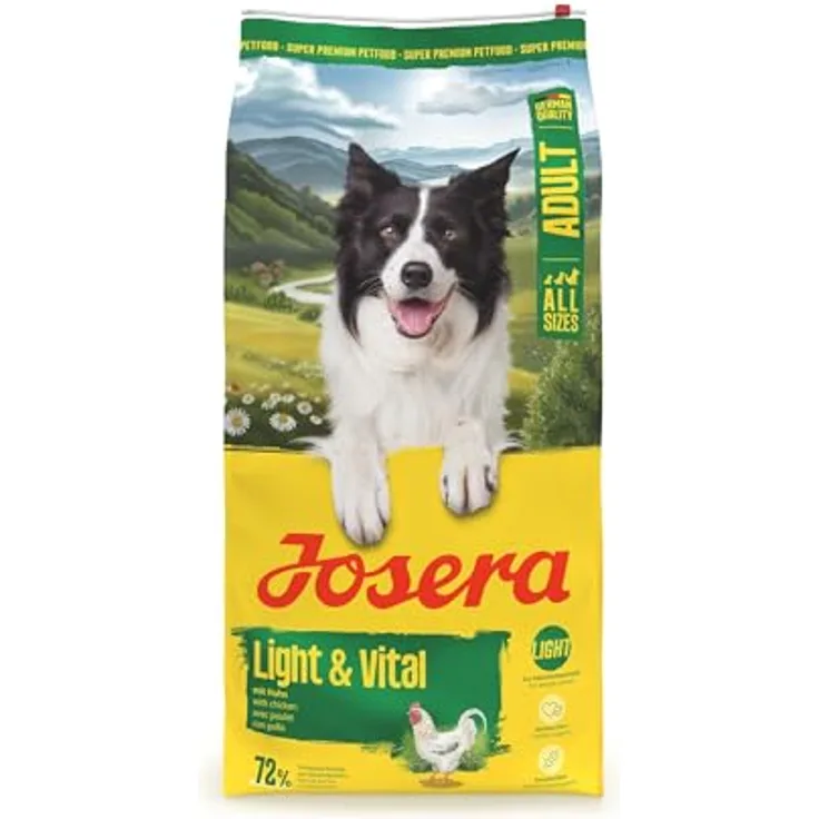 JOSERA Adult Light & Vital Huhn, Premium Trockenfutter für Hunde, 1 x 12,5 kg, wenig Fett & viel Protein | leicht verdaulich & weizenfrei | unterstützt Herzfunktion und Gelenke
