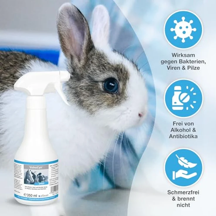 Alfavet VulnoCyn Spray 350 ml, Wundspray für Kleintiere, Pferde, Nutztiere – antibakteriell, ohne Alkohol, pH-neutral – Bild 3