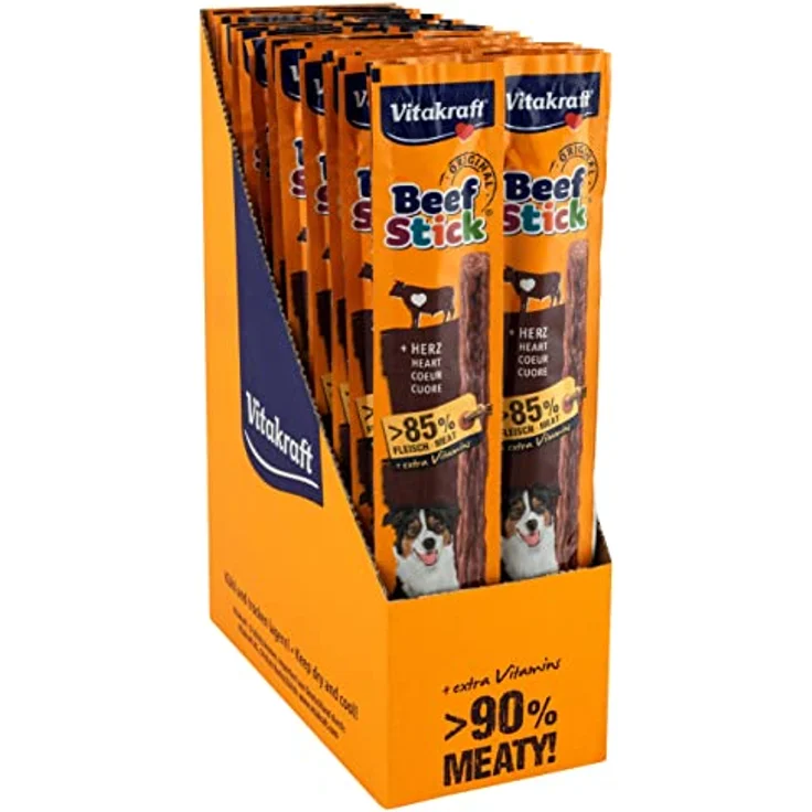 Vitakraft Beef Stick Original Herz, 50 x 12g, > 85% Fleischanteil, zuckerfreie Rezeptur, leicht portionierbar – Bild 1