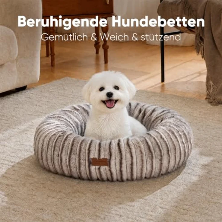 FUKUMARU Orthopädisches Hundebett, Katzenbett mit waschbarem Bezug, modernem Farbverlauf und rutschfestem Boden, 64 x 64 x 18 cm, Braun – Bild 2
