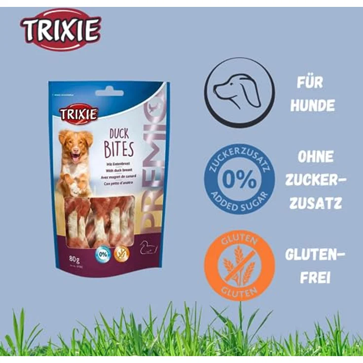 TRIXIE PREMIO Hunde-Durck Bites 80g - Glutenfreie Premium Hundeleckerli ohne Getreide & Zucker, hohe Proteinwerte für Training & Belohnung - 31592 – Bild 5