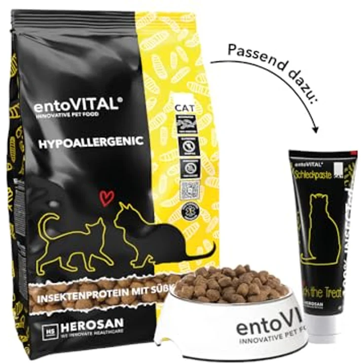 entoVITAL CAT Hypoallergenic, Trockenfutter mit Insekten, Süßkartoffel & Erbsen, 3,5 kg, bei Allergien & Unverträglichkeiten – Bild 5
