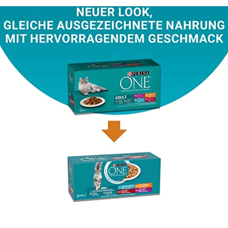 PURINA ONE Adult Katzenfutter nass, Sorten-Mix mit Lamm, Huhn, Hochseefisch & Rind, Multipack 40 x 85g, ohne Farbstoffe, mit Vitaminen und Ballaststoffen – Bild 2