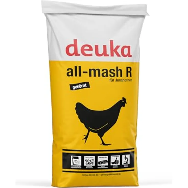 deuka All-mash R, 25 kg gekörnt, Aufzuchtfutter für Junghennen ab 8. Lebenswoche, Alleinfuttermittel, hochwertige Nährstoffversorgung