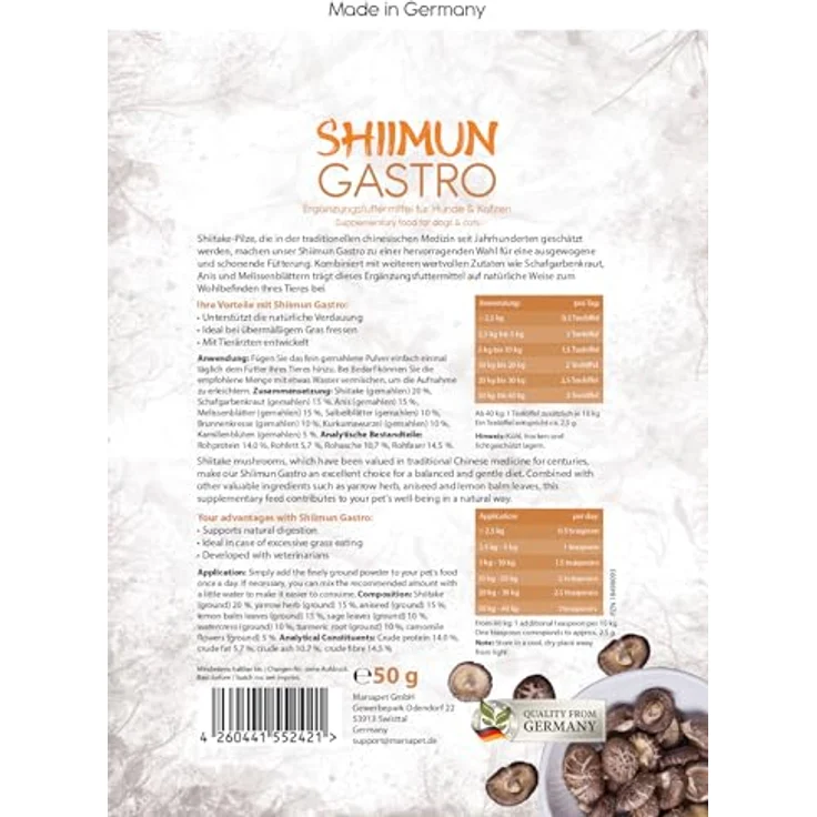Bellfor Sparset für Hunde mit Verdauungsproblemen, Gastro Relax Pulver 80g + Shiimun Gastro Pulver 50g, natürliche Ergänzungsfuttermittel ohne künstliche Zusätze – Bild 3