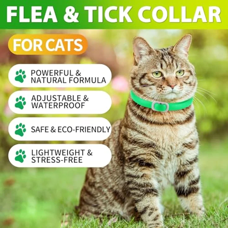 Bibonse Flohhalsband Katze 4er Set, Verstellbar und Wasserdicht, 24 Monate Schutz, Hypoallergen, 48 cm Länge – Bild 2