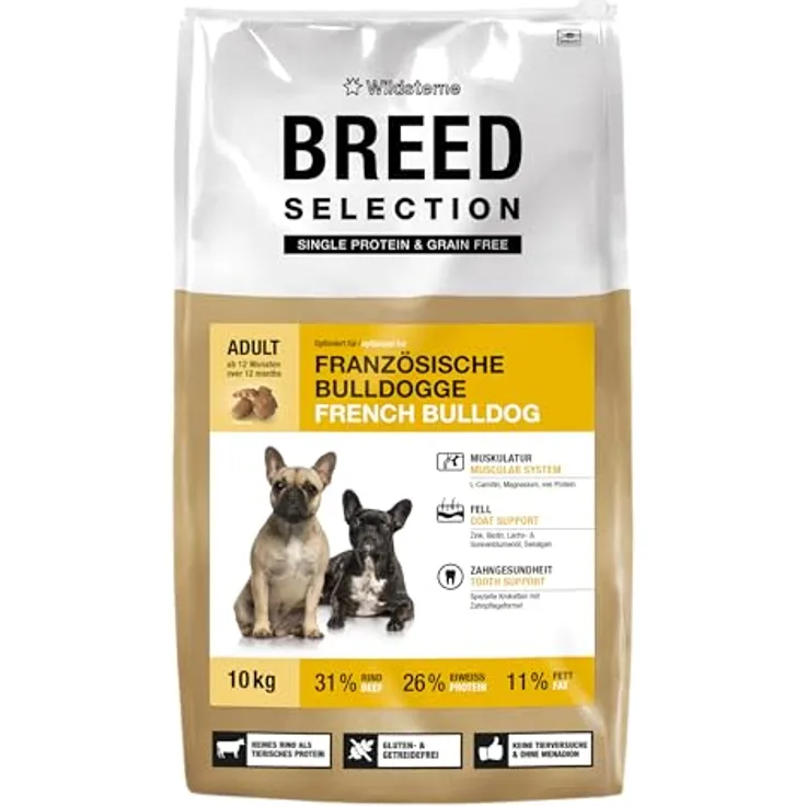 Wildsterne Breed Selection Französische Bulldogge, 10 kg | Getreidefreies Monoprotein-Trockenfutter | Von Tierärzten entwickelt, optimierte Krokette für kurznasige Hunde