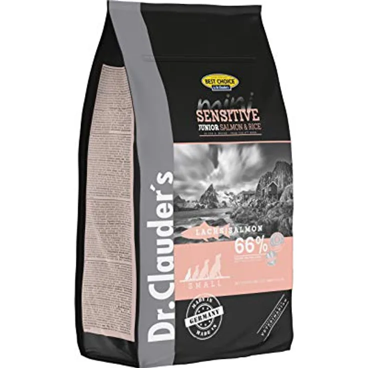 Dr. Clauder's Best Choice Mini Junior, 2kg Hunde-Trockenfutter für heranwachsende Junghunde kleiner und sehr kleiner Rassen, Lachs & Reis, weizenfrei, mit präbiotischen Ballaststoffen